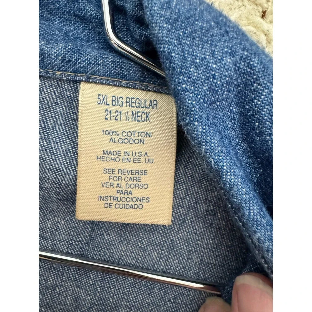 Big Mac Pearl Snap Denim Shirt Mens 5XL Cowboy Work Wear VTG USA‎ Made 70s 80s